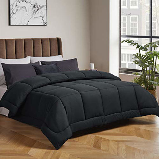 Picture of Bedsure Navy Comforter Full Duvet Insert - Quilted Bedding Comforters for Full Bed with Corner Tabs