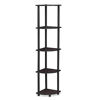 Picture of Furinno Turn-N-Tube 5 Tier Corner Display Rack Multipurpose Shelving Unit, Dark Walnut & Turn-N-Tube 4-Tier Multipurpose Shelf Display Rack, Single, Dark Walnut