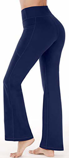 GetUSCart- Heathyoga Women Bootcut High Waist Yoga Pants with Pockets,  Darkblue, Large