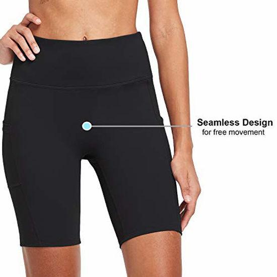 BALEAF Women's 8 Buttery Soft Biker Yoga Shorts High Waisted Workout  Compression Pocketed Shorts Blue Size XL