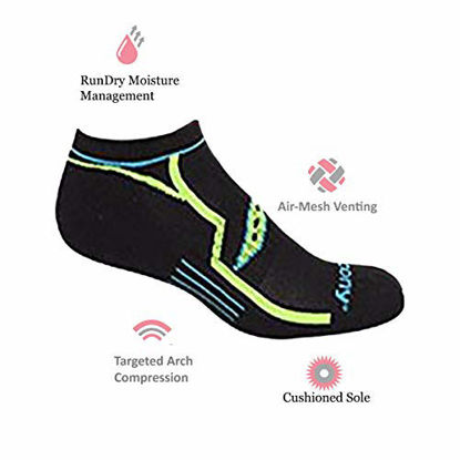 Picture of Saucony Men's Multi-Pack Bolt Performance Comfort Fit No-Show Socks, Black (6 Pairs), Shoe Size: 5-8