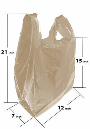 Picture of Homerite Grocery Shopping Plastic T-shirt Bags Plain 12" x 7" x 21" (Brown, 150)