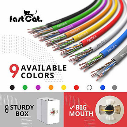 Picture of fast Cat. Cat6 Ethernet Cable 1000ft - 23 AWG, CMR, Insulated Solid Bare Copper Wire Internet Cable with Noise Reducing Cross Separator - 550MHZ / 10 Gigabit Speed UTP LAN Cable 1000 ft - CMR (Blue)