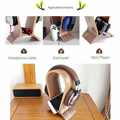 Picture of ONEGenug Headset Stand Gaming Headphone Display Holder Hanger Wooden Walnut for Sennheiser/Audio-Technica/AKG/Beyerdynamic/Logitech/HyperX/Sony PS4 Headphones et.