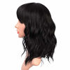 Picture of ENTRANCED STYLES Black Wigs with Bangs for Women 14 Inches Synthetic Curly Bob Wig for Girl Natural Looking Wavy Wigs