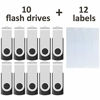 Picture of Enfain 16GB USB 2.0 Flash Memory Stick Drive Swivel Thumb Drives Bulk 10 Pack, with LED Indicator, 12 x Removable White Labels ( Black )