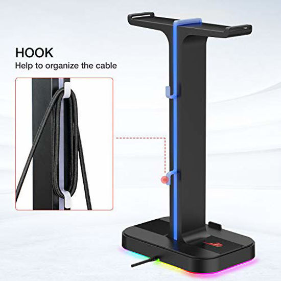 GetUSCart Havit RGB Gaming Headphone Stand Desk Dual Headset