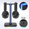 Picture of Havit RGB Gaming Headphone Stand Desk Dual Headset Hanger Base with Phone Holder & 2 USB Ports for Desktop PC Game Earphone Accessories