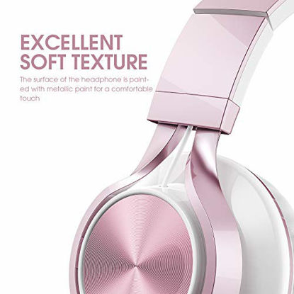 Picture of AILIHEN C8 Headphones with Microphone and Volume Control Folding Lightweight Headset for Cellphones Tablets Smartphones Laptop Computer PC Mp3/4 (Rose Gold)