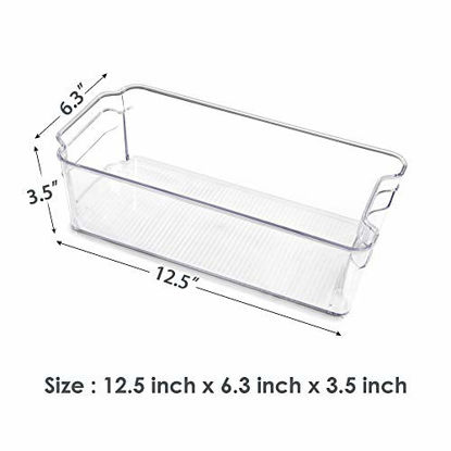 Picture of Refrigerator Organizer Bins, Vtopmart 4 Pack Medium Clear Plastic Food Storage Bin with Handle for Freezer, Cabinet, Fridge, Kitchen Pantry Organization and Storage, BPA Free, 12.5" Long