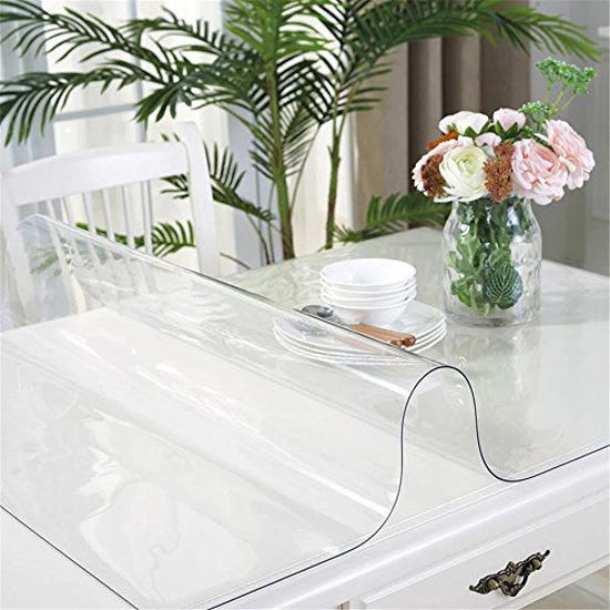 Picture of OstepDecor Custom 36 x 15.75 Inch Clear Desk Cover Protector, 1.5mm Thick Plastic Clear Desk Pad, Desk Protector Clear, Desk Mats on top of Desks, Vinyl Clear Table Cover Protector for Writing Desk