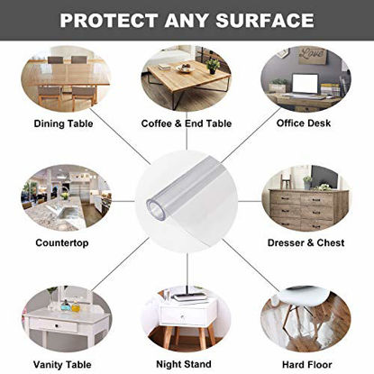 Picture of OstepDecor Custom 2mm Thick 2pcs 24 x 24 Inch Clear Desk Cover Protector, Plastic Clear Desk Pad Mat, Clear Table Cover Tablecloth Protector, Desk Protector for End Table, Night Stand, Dresser