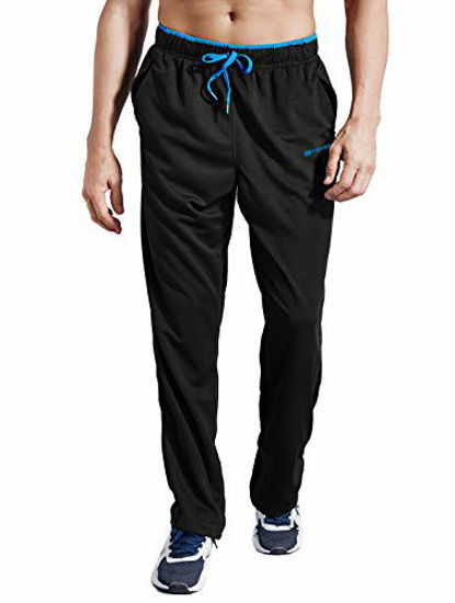 GetUSCart- ZENGVEE Sweatpants for Men with Zipper Pockets Open Bottom  Athletic Pants for Jogging, Workout, Gym, Running, Training  (0709BlackBlue01,XL)