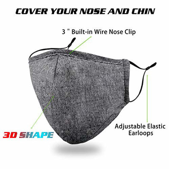 Picture of Reusable Large Men Face Mask Male Adult, Funny Cloth Designer Adjustable Breathable Washable Fashion Cotton Fabric XL Winter Madks, Dust Protection, Most Comfortable, Plain Solid Grey Gray Black