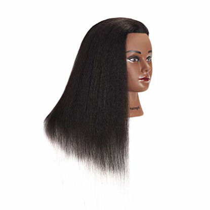 Picture of Hairingrid Mannequin Head 14" 100% Real Hair Hairdresser Cosmetology Mannequin Manikin Training Head Hair and Free Clamp Holder (14")