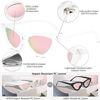 Picture of SOJOS Retro Vintage Narrow Cat Eye Sunglasses for Women Clout Goggles Plastic Frame Cardi B SJ2044 with Transparent Frame/Pink Mirrored Lens