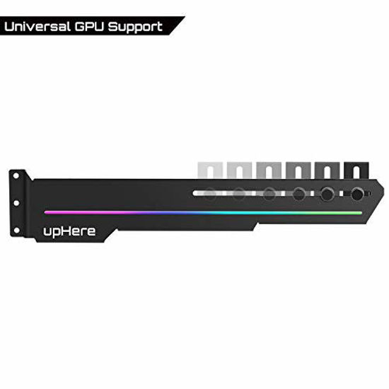 Picture of upHere GS05ARGB Addressable RGB Graphics Card GPU Brace Support Video Card Sag Holder/Holster Bracket,Built-in ARGB Strip,Anodized Aerospace Aluminum, Adjustable Length and Height Support