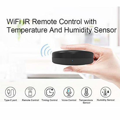 Picture of Upgraded Smart IR Remote Controller with Built-in Temperature and Humidity Sensor All in One WiFi IR Blaster Controller Smart Universal Infrared Remote Control Automation Hub(R6-Black)