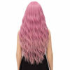 Picture of netgo Pink Ombre Wig for Women Long Wavy Heat Resistant Fiber Wigs Side Bangs Cosplay Party