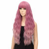 Picture of netgo Pink Ombre Wig for Women Long Wavy Heat Resistant Fiber Wigs Side Bangs Cosplay Party