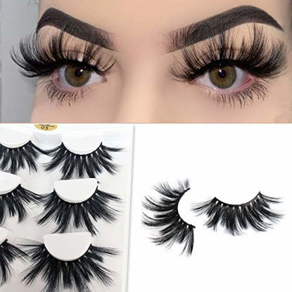 Picture of Mikiwi 25mm Lashes, Dramatic 6D Faux Mink Lashes, Fluffy Volume Eyelashes, Thick Crossed Lashes, Long Faux 25mm Mink Lashes (6D4-05)