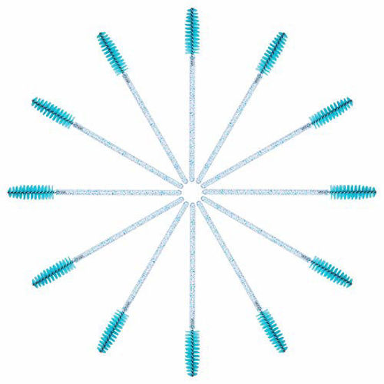 Picture of Tifanso 200PCS Eyelash Brush Disposable Mascara Brush Wand for Lashes Spoolie brushes Eyebrow Spoolie Eyelash Extension Supplies (Blue)