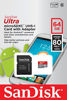 Picture of SanDisk Ultra 64GB microSDXC UHS-I Card with Adapter, Grey/Red, Standard Packaging (SDSQUNC-064G-GN6MA)