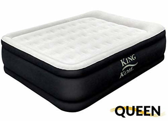 Picture of King Koil Queen Air Mattress with Built-in Pump - Best Inflatable Airbed Queen Size - Elevated Raised Air Mattress Quilt Top 1-Year Manufacturer Guarantee Included