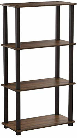 Picture of Furinno Turn-S-Tube 4-Tier Multipurpose Shelf Display Rack, Square, Walnut/Brown