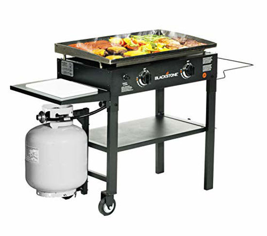 Picture of Blackstone 1853 28" Outdoor Flat Top Gas Grill Griddle 2 Burner Propane Fueled Rear Grease Management System with Garbage Bag Holder, 28 inch