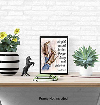 Picture of African American Inspirational Quote for Black Women - Glam Fashion Design Wall Art Decor - Luxury Gift for Designer Shoes Fan, Couture Fashionista - Home Decoration for Bathroom, Girls Teens Bedroom