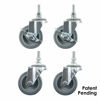 Picture of Houseables Caster Wheels, Casters, Set of 4, 3 Inch, Rubber, Heavy Duty, Threaded Stem Mount Industrial Castors, Locking Metal Swivel Wheel, Replacement For Carts, Furniture, Dolly, Workbench, Trolley