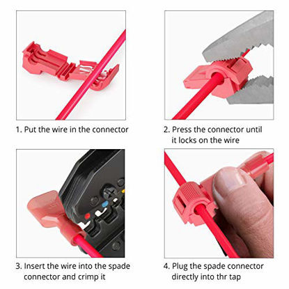 Picture of 120 PCS Wirefy T Tap Electrical Connectors - Quick Wire Splice Taps and Insulated Male Quick Disconnect Terminals