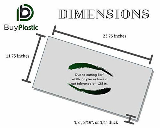 Picture of BuyPlastic Clear Acrylic Plexiglass Sheet Plastic, Choose 1/8" or 3/16" or 1/4" Thick, Size 12" x 24" and More, Plexi Glass for Crafts, Glass Replacement Board