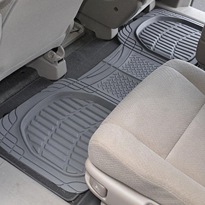 Picture of Motor Trend Original FlexTough Gray Rubber Car Floor Mats with Cargo Liner - All Weather Automotive Floor Mats, Heavy Duty Trim to Fit Design, Odorless Floor Liners for Cars Truck Van SUV