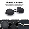 Picture of CGID E01 John Lennon Polarized Sunglasses with Case for Women Men Circle Round Retro Vintage Sun Glasses Circular Shades Black Metal Rimmed Black Lens, 48mm, Gift Package