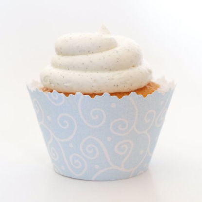Picture of Pastel Blue & White Swirls ADJUSTABLE Cupcake Wrappers - Set of 12 - Liners a Great Decoration At Boy Baby Shower