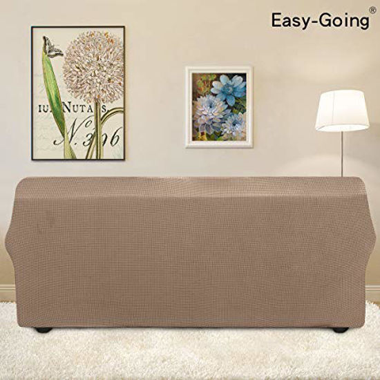 Picture of Easy-Going Stretch 4 Seater Sofa Slipcover 1-Piece Sofa Cover Furniture Protector Couch Soft with Elastic Bottom for Kids,Polyester Spandex Jacquard Fabric Small Checks (XX Large,Camel)