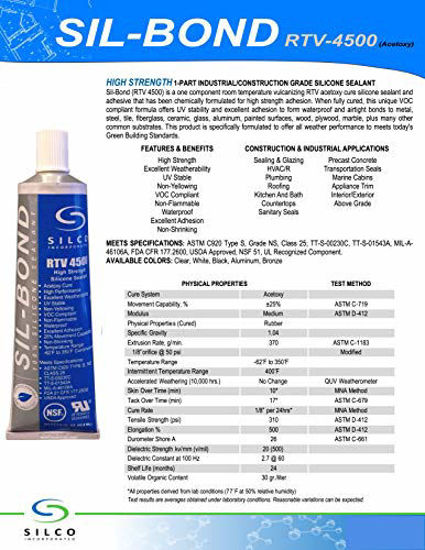 Picture of Silicone RTV 4500 Food Contact Safe High Strength Silicone Sealant, Clear (2.8 FL. Ounce)