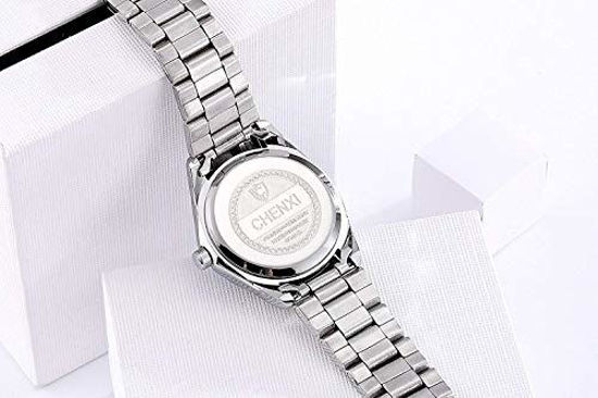 Picture of Women's Classic Fashion Silver Stainless Steel Watches Waterproof Date Luminous Lady Dress Wrist Watch(Pink)