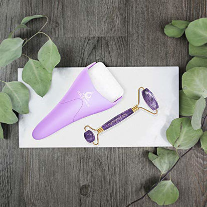 Picture of PUR Botanicals Amethyst Roller - Amethyst Face Massager and Ice Facial Roller 2 In 1 Set - Amethyst Roller for Face Treatment and Skin Care at Home - Ergonomic Amethyst Crystal Roller for Women