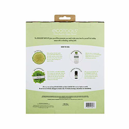 Picture of EcoTools Indulgent Bath Kit with Bubble Bath, Dry Body Brush, Loofah Bath Sponge, and Peppermint Essential Oil, Set of 4