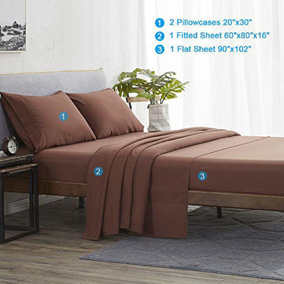 Picture of Shilucheng Queen Size Bed Sheets Set Microfiber 1800 Thread Count Percale Super Soft and Comforterble 16 Inch Deep Pockets Wrinkle Fade and Hypoallergenic - 4 Piece (Brown, Queen)
