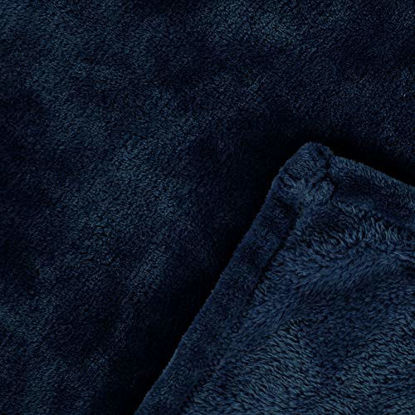Picture of Exclusivo Mezcla Flannel Fleece Velvet Plush Soft Throw Blanket - 50" x 60" ( Navy Blue)