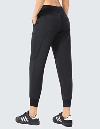 Picture of CRZ YOGA Women's Lightweight Joggers Pants with Pockets Drawstring Workout Running Pants with Elastic Waist Black Medium