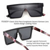 Picture of FEISEDY Fashion Siamese Lens Sunglasses Women Men Succinct Square Style UV400 B2470 (Black & Marbling, 60)