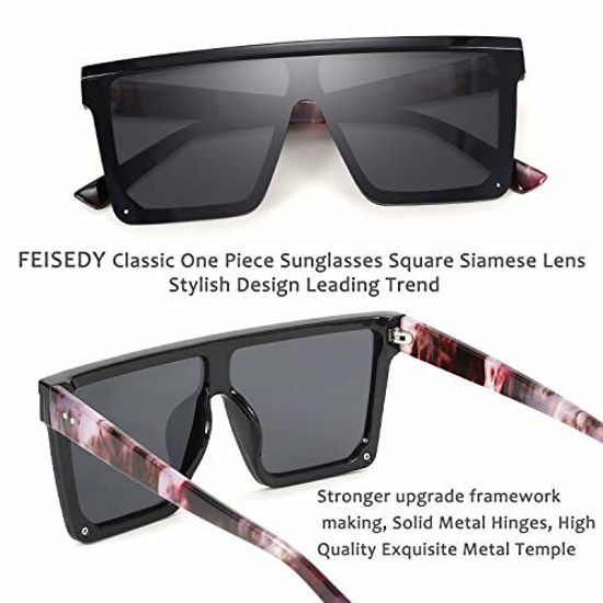 FEISEDY Fashion Oversize Siamese Lens Sunglasses Women Men Succinct Style  UV400 B2470