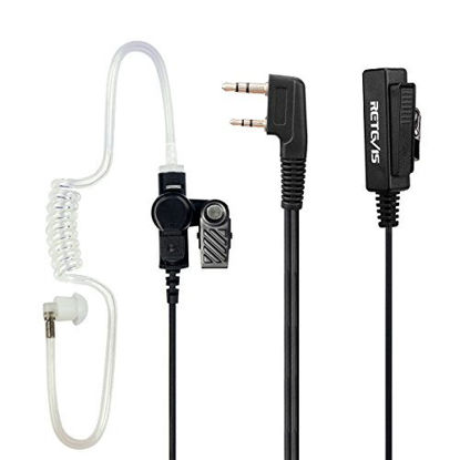 Picture of Retevis Two Way Radios Earpiece with Mic Big PTT 2 Pin 2 Way Radio Acoustic Tube Headset Microphone for Baofeng UV-5R Retevis H-777 RT22 RT21 Walkie Talkies (5 Pack)