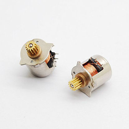 Picture of 2Pcs 5V 18° 2 Phase 4 Wire Micro Stepper Motor Dia 10MM 20 Full Steps Stepper Motor with Output Cooper Gear