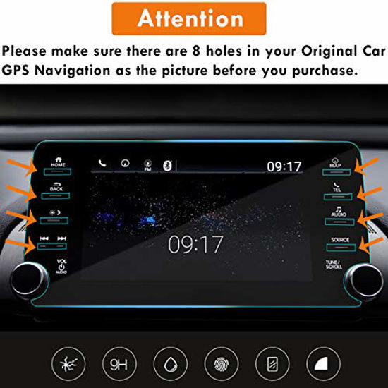 Picture of Moonlinks Accord Tempered Glass Screen Protector for Honda Accord 2018 2019 2020 2021, High Definition 9H hardness Clear Tempered Glass Touch Stereo Navigation Screen Protector (8 Rectangle)